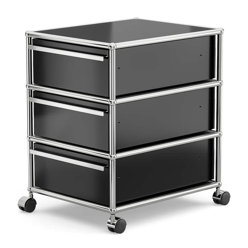 Modern 2/3-Drawer Wheel File Storage Cabinet with Stainless Metal