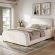 preview thumbnail 3 of 40, Christopher Knight Home - Thalassa Linen Bed Frame with Curved Headboard and Solid Wood Legs Beige - Twin