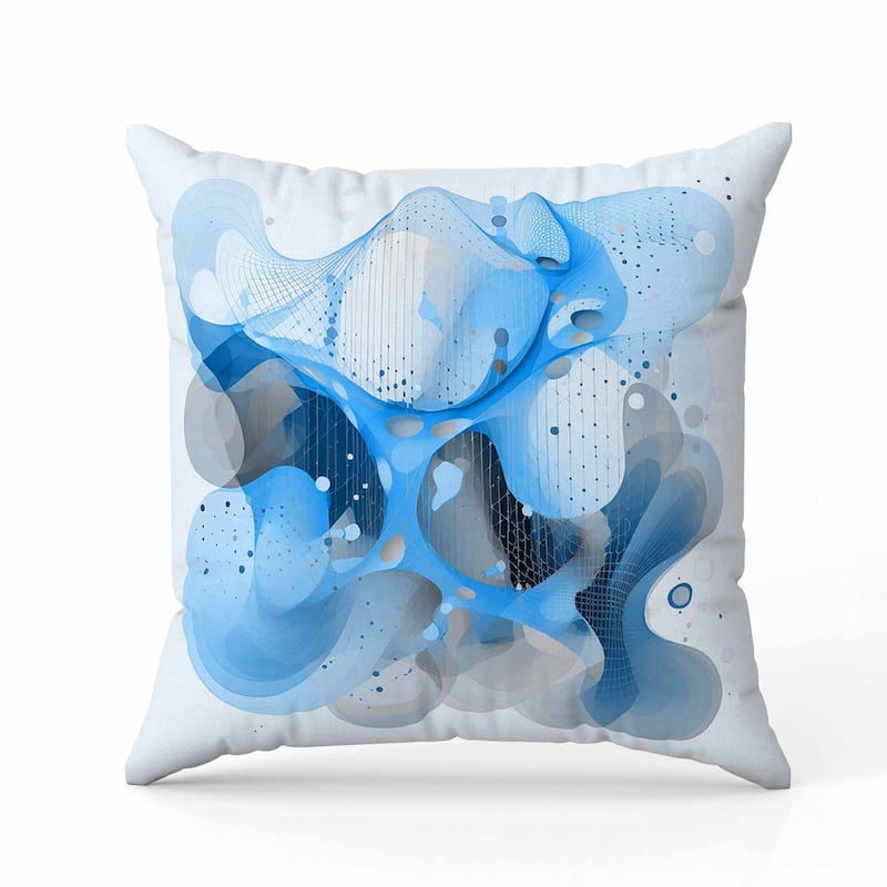Whimsical Waves Indoor/Outdoor Reversible Throw Pillow Blue and Grey