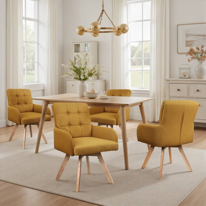 Art Leon Upholstered Dining Swivel Armchair with Tufted Back