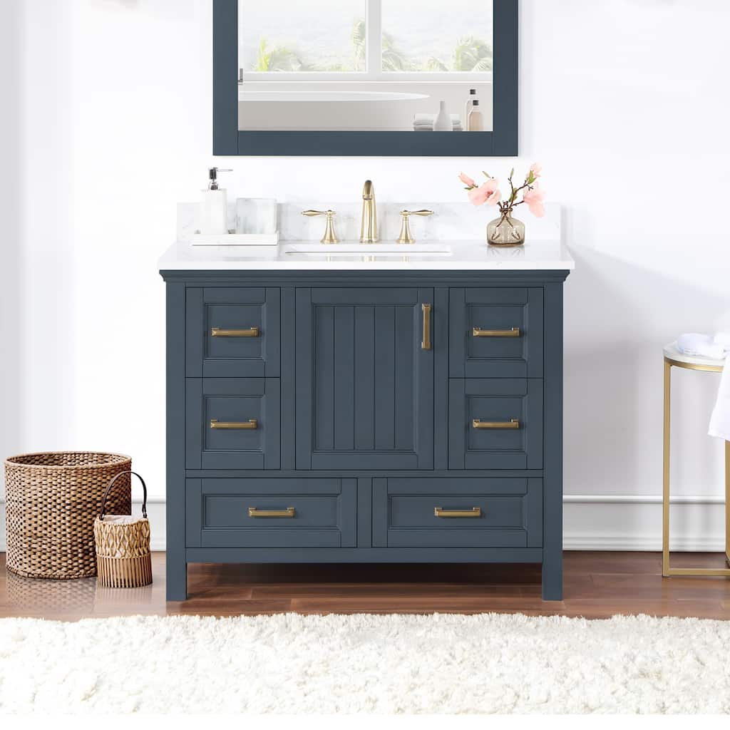 Altair Isla 42" Bathroom Vanity in Classic Blue with Countertop,no Mirror - 42 in.