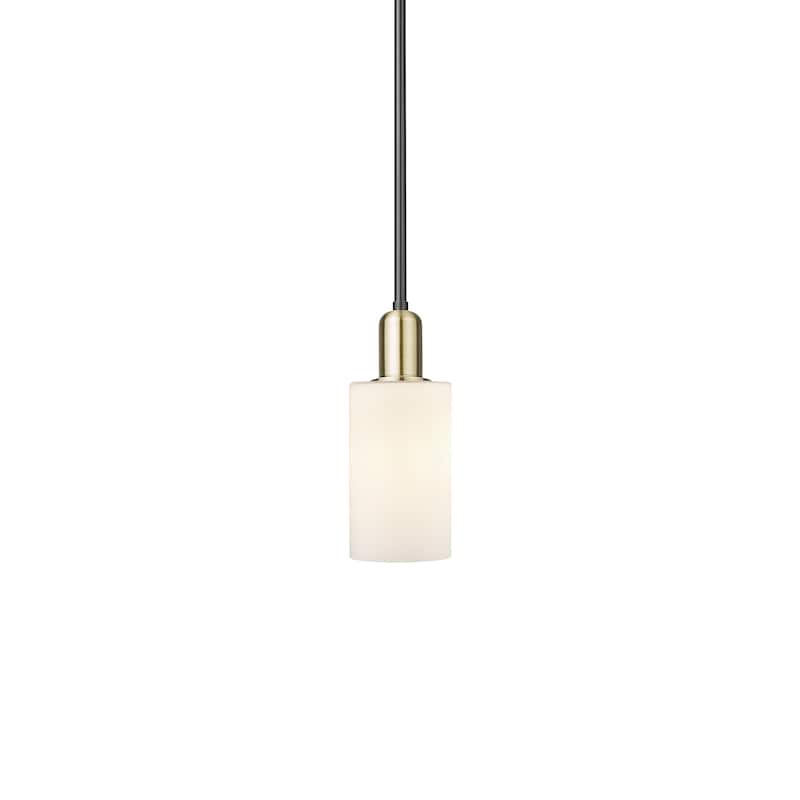 Innovations Lighting 716-1S-10-5 Clymer Pendant Clymer 5" Wide Mini - Black Antique Brass / Matte White