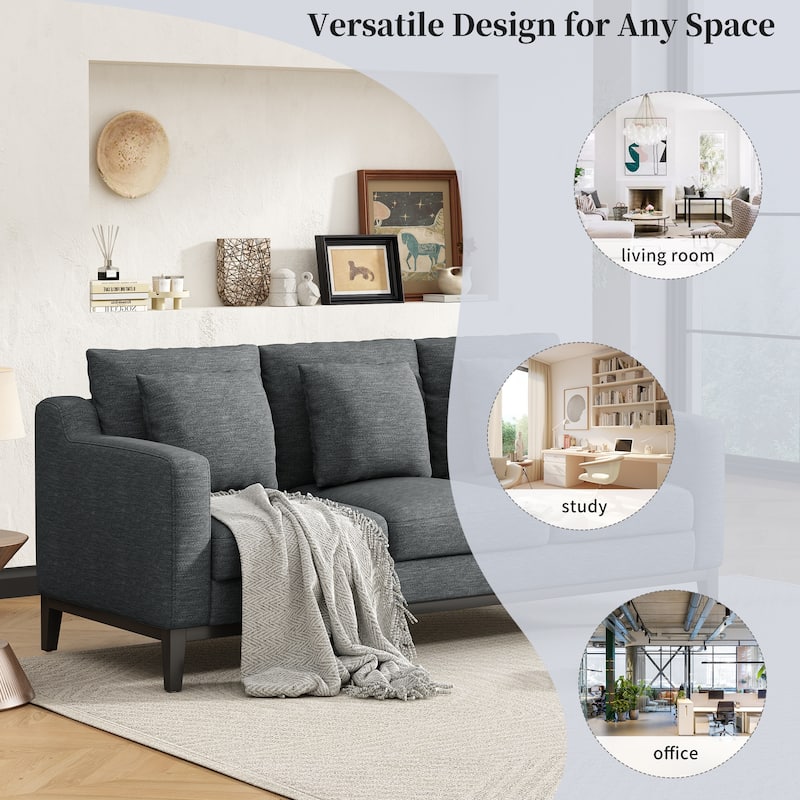 80.5" Polyester 3-Seater Sofa,Solid Wood Trim - Premium Comfort for Living Room or Study