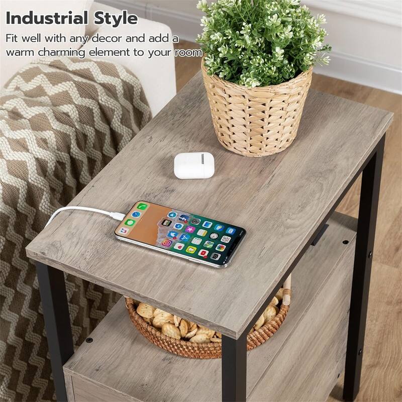 End Table with Charging Station - 11.8"D x 18.9"W x 24"H