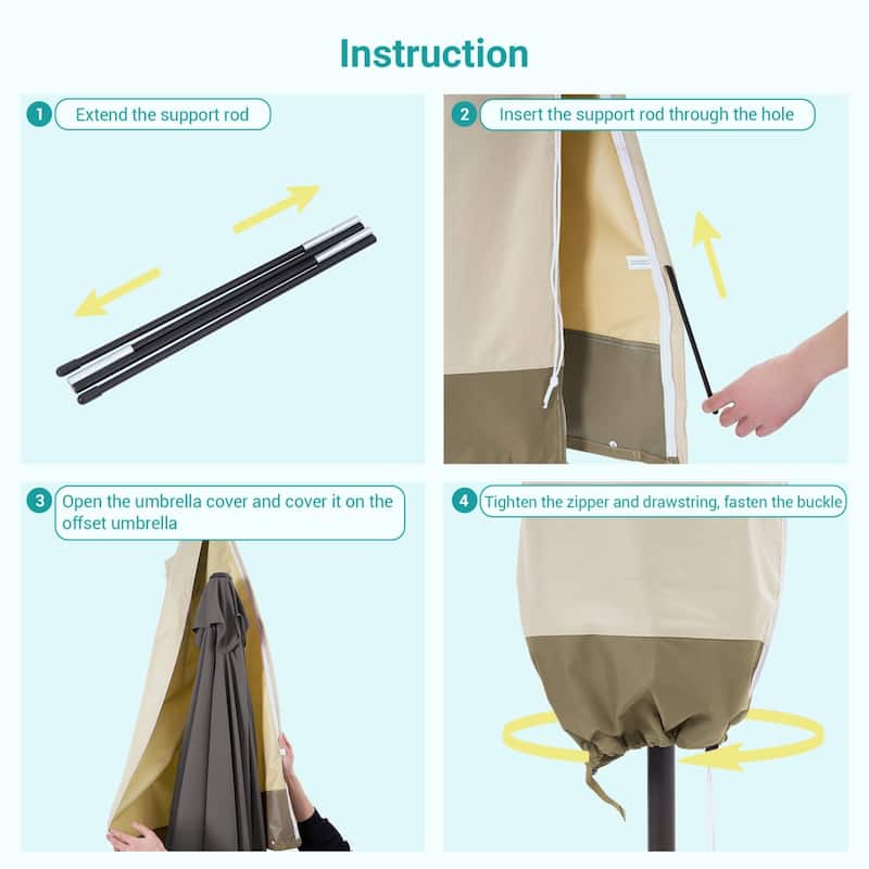 Bonosuki Patio Umbrella Cover - 600D Waterproof Market Umbrella Cover