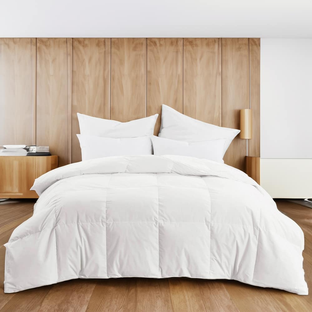 Highland Feather Summer Lightweight Airy White Goose Down Comforter - Tencel Organic Cotton Shell