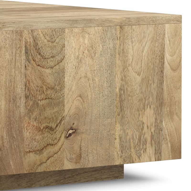 WYNDENHALL Clinton SOLID MANGO WOOD 30 inch Wide Square Modern Square Coffee Table in Natural, Fully Assembled
