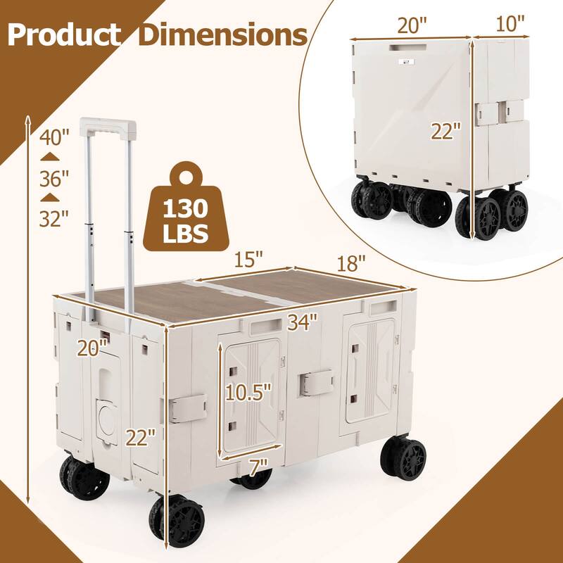Costway Large Foldable Utility Cart with 2-Tier Storage Crates 5 - See Details