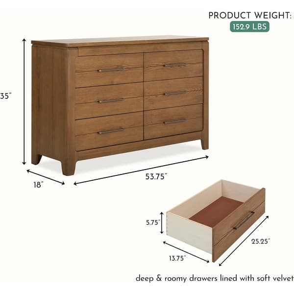 dimension image slide 0 of 2, Evolur Oakley Double Dresser