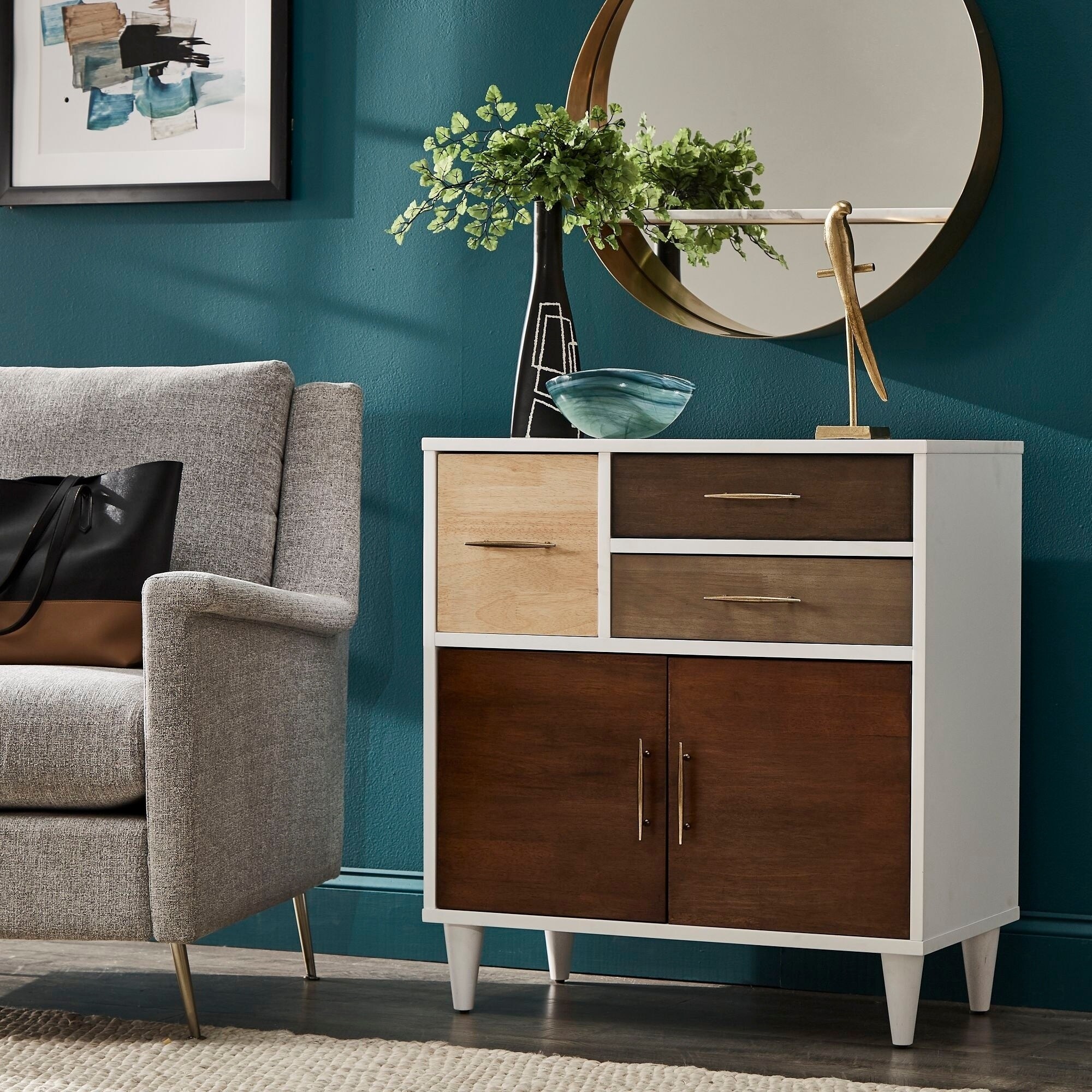 Shop Carson Carrington Christian Birch Grey And Oak Entry Cabinet