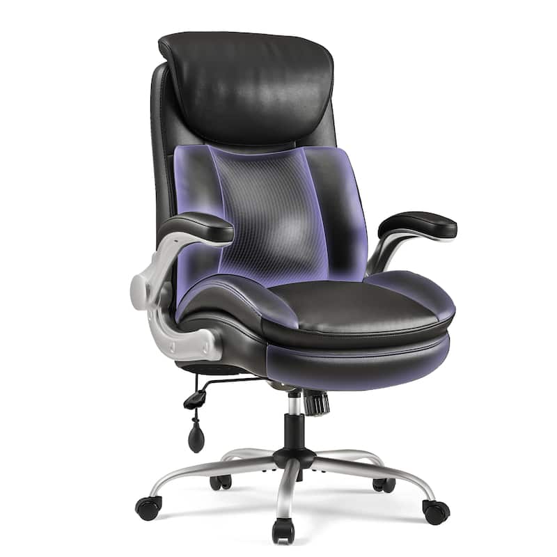 Heavy Duty Big and Tall Office Chair with Lumbar Support, Wide Seat Executive Desk Chair Ergonomic - Black