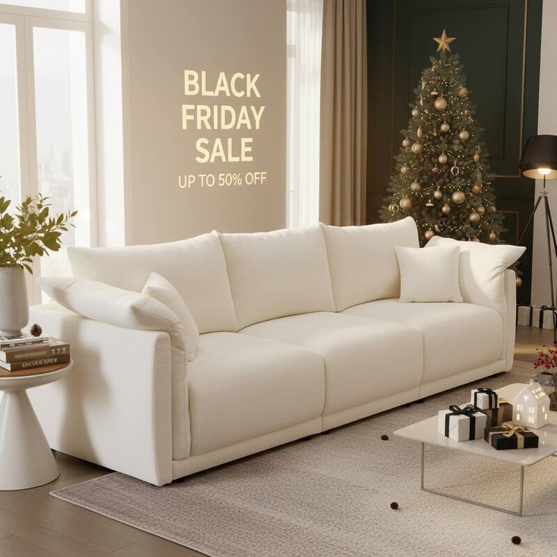 Homy Casa Plush 3-Piece Sofa with Soft Cushioning for Living Room Gift for Black Friday - Beige