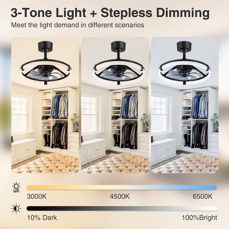 20"/23" Low Profile Dimmable Smart Ceiling Fan with Lights and Remote(6/7 ABS Blades)