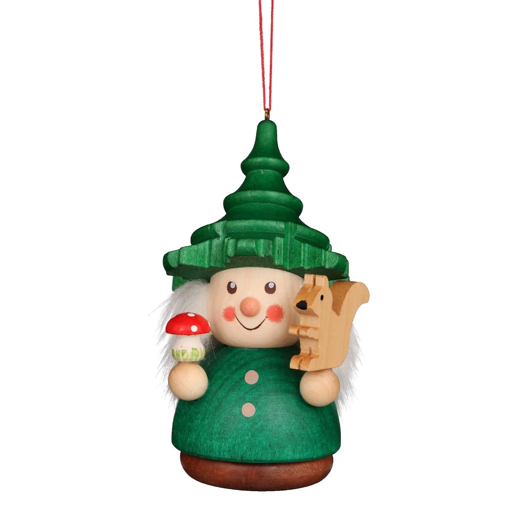 3.75” Green Woodsman Christmas Handcrafted Wooden Figurine Ornament