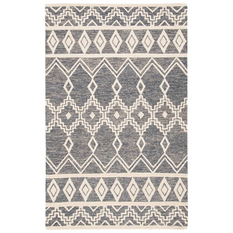 SAFAVIEH Handmade Abstract Zelina Modern Wool Rug - 6' Square - Grey/Ivory