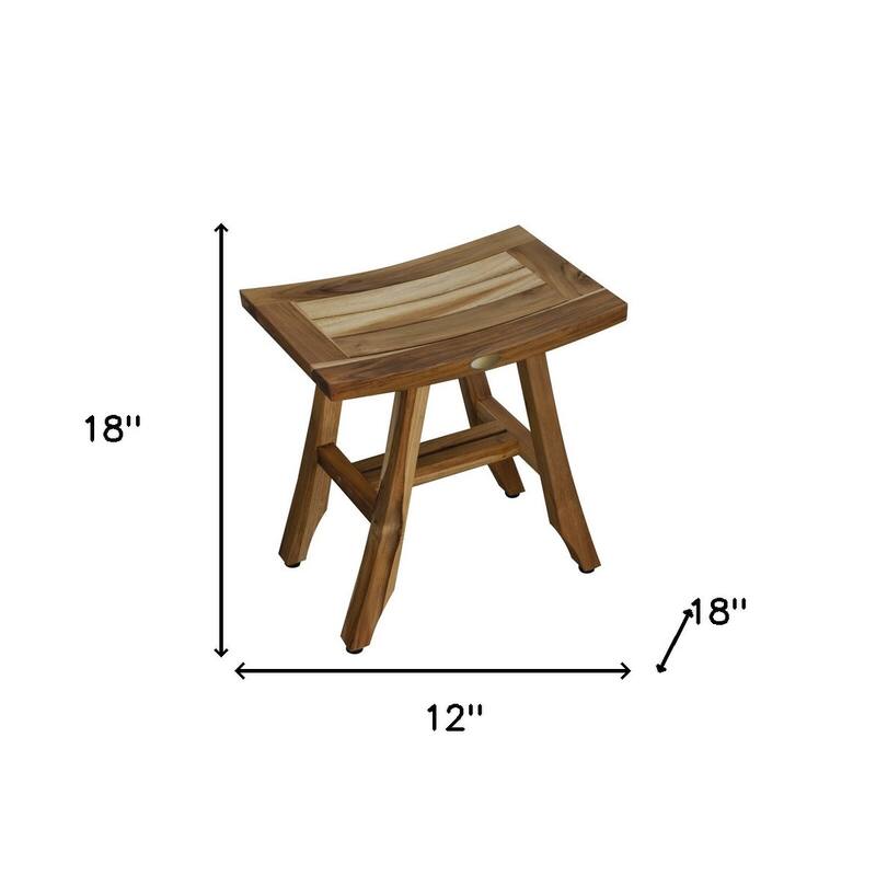 HomeRoots 18" Teak Rectangular Shower Outdoor Bench With Shelf In Natural Finish