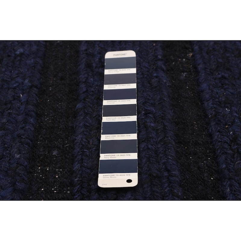 ECARPETGALLERY Flat-Weave Natural Navy Wool Tapestry Kilim - 6'8 x 6'7