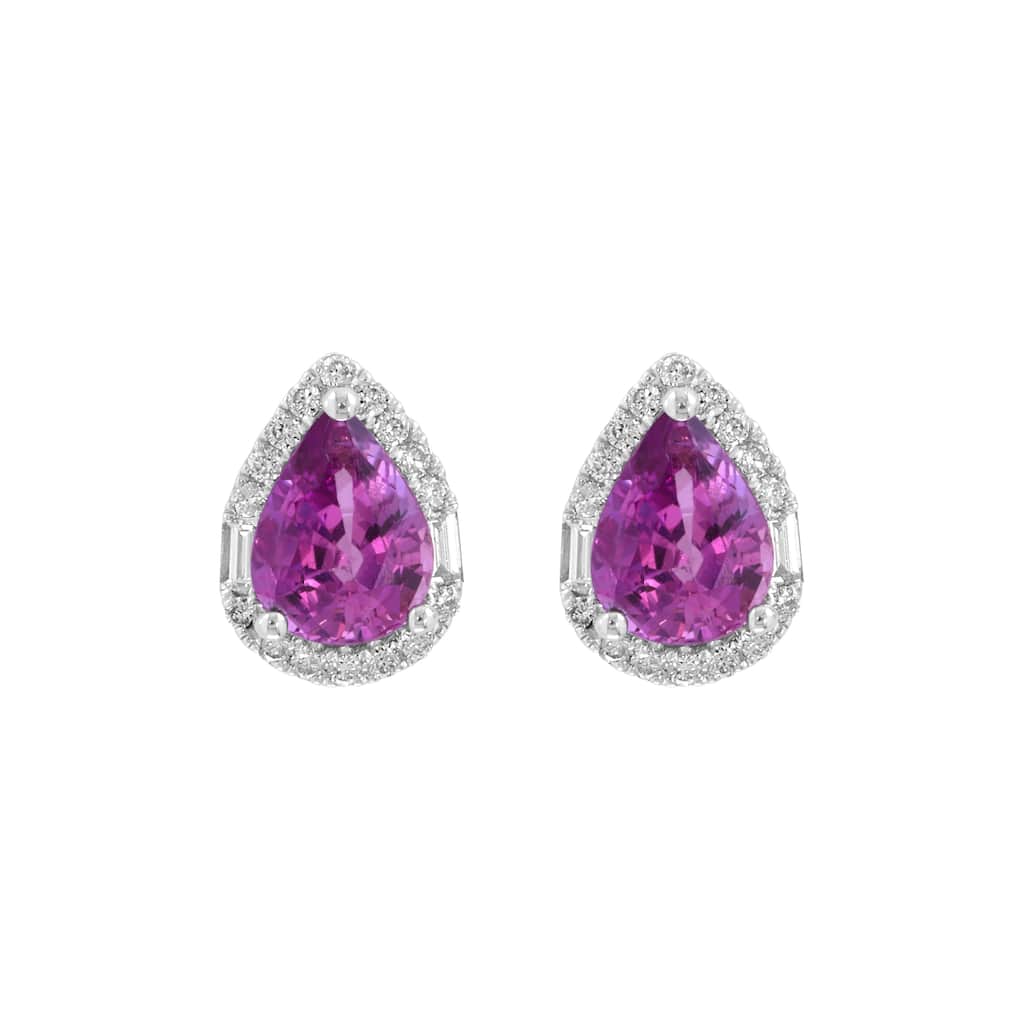 EFFY 18K Gold Diamond Pink Sapphire Pear One of a Kind Earrings