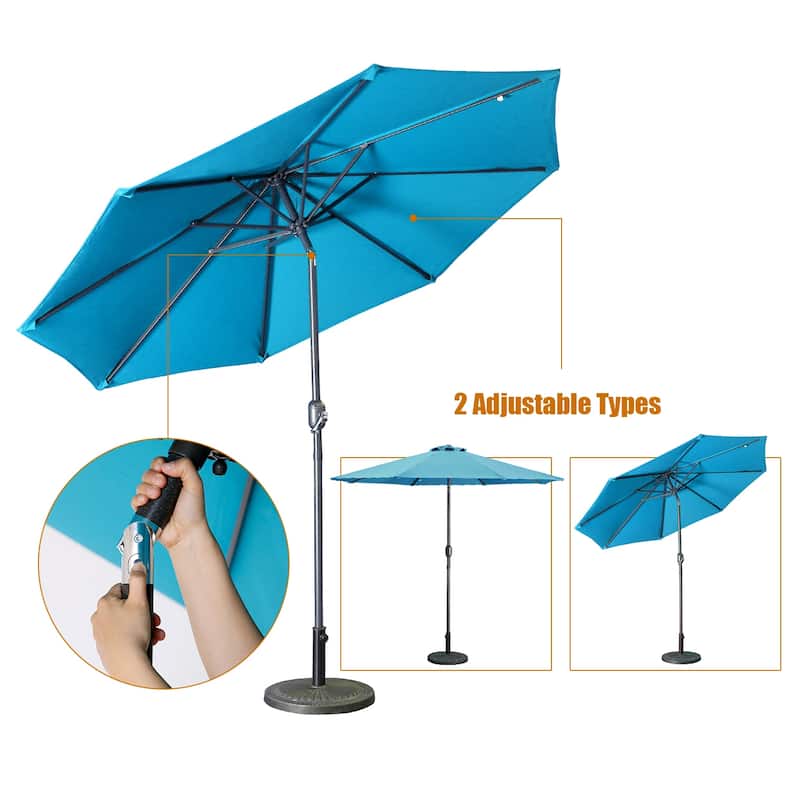 Clihome 9 Ft Aluminum Patio Market Umbrella with Tilt & Crank
