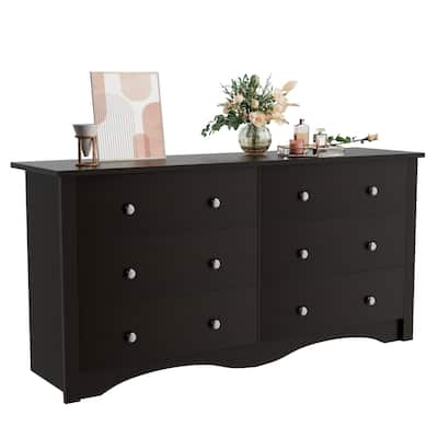 Furniwell 6 Drawer Double Dresser, Modern Wood Chest of Drawer for Living Room Bedroom