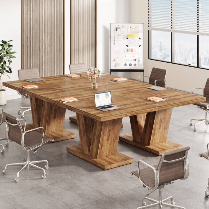 47-Inch Wooden Executive Desk with Heavy Duty Pedestal, Farmhouse Office Computer Desk for Home Office