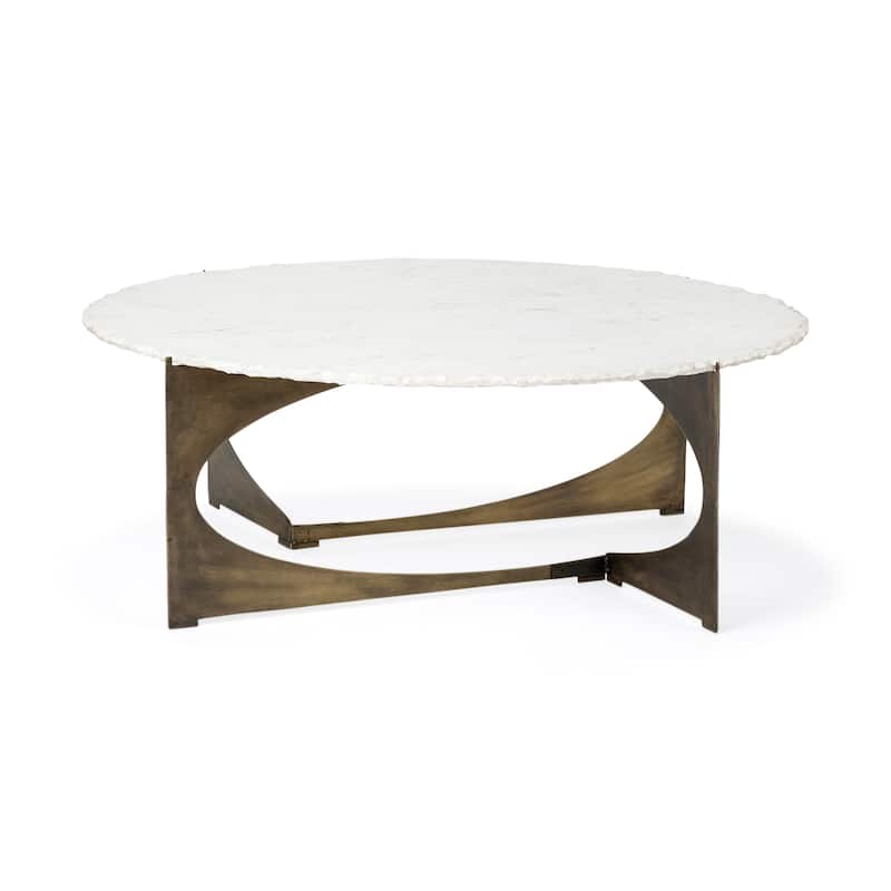 Reinhold Round Marble Top w/ Metal Base Coffee Table