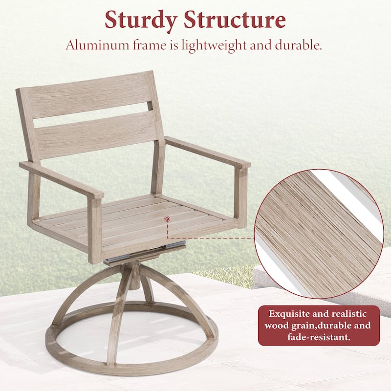 Outdoor Patio Swivel Aluminum Dining Chairs with Sunbrella Fabric Cushion