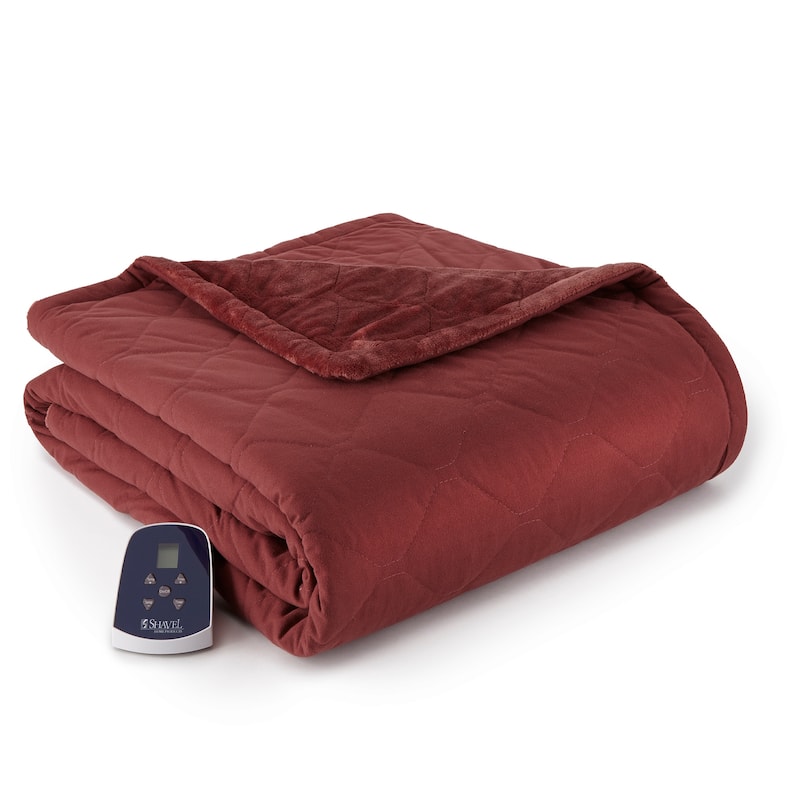Shavel Micro Flannel® Reverse to Ultra Velvet® Oversized Electric Throw - Merlot