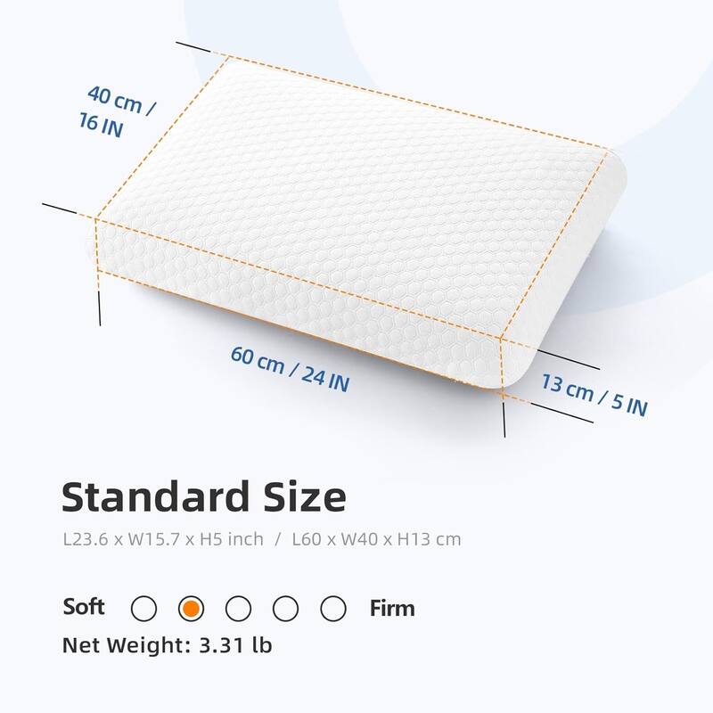 Bed Pillows Set of 2 / 1 - Memory Foam Pillow Down Alternative Bedding Gel Cooling Pillow for Back, Stomach or Side Sleepers