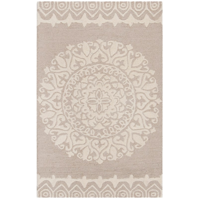 SAFAVIEH, Handmade Bella Willien Modern Floral Wool Rug - 2'6" x 4' - Beige/Ivory