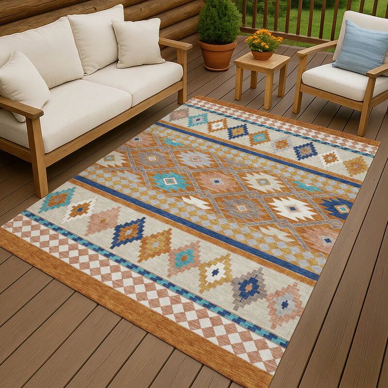 Machine Washable Indoor/ Outdoor Global Clemente Chantille Rug