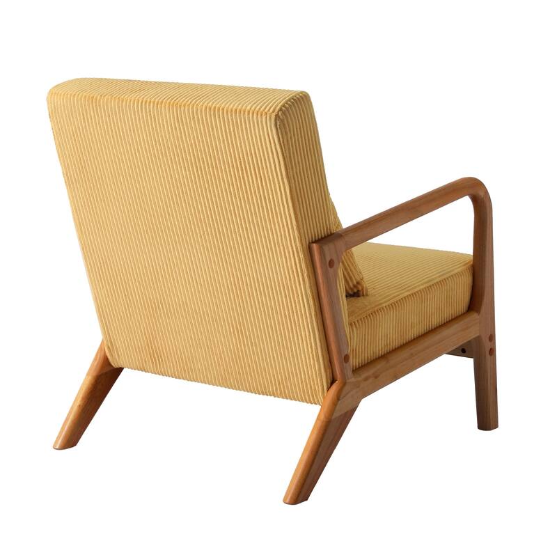 25" W Mid Century Upholstered Wood Accent Chair with Pillow set of 2
