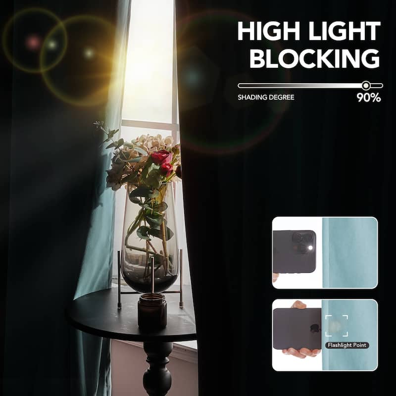 Deconovo Velvet Room Darkening Curtain Panel, Thermal Insulated