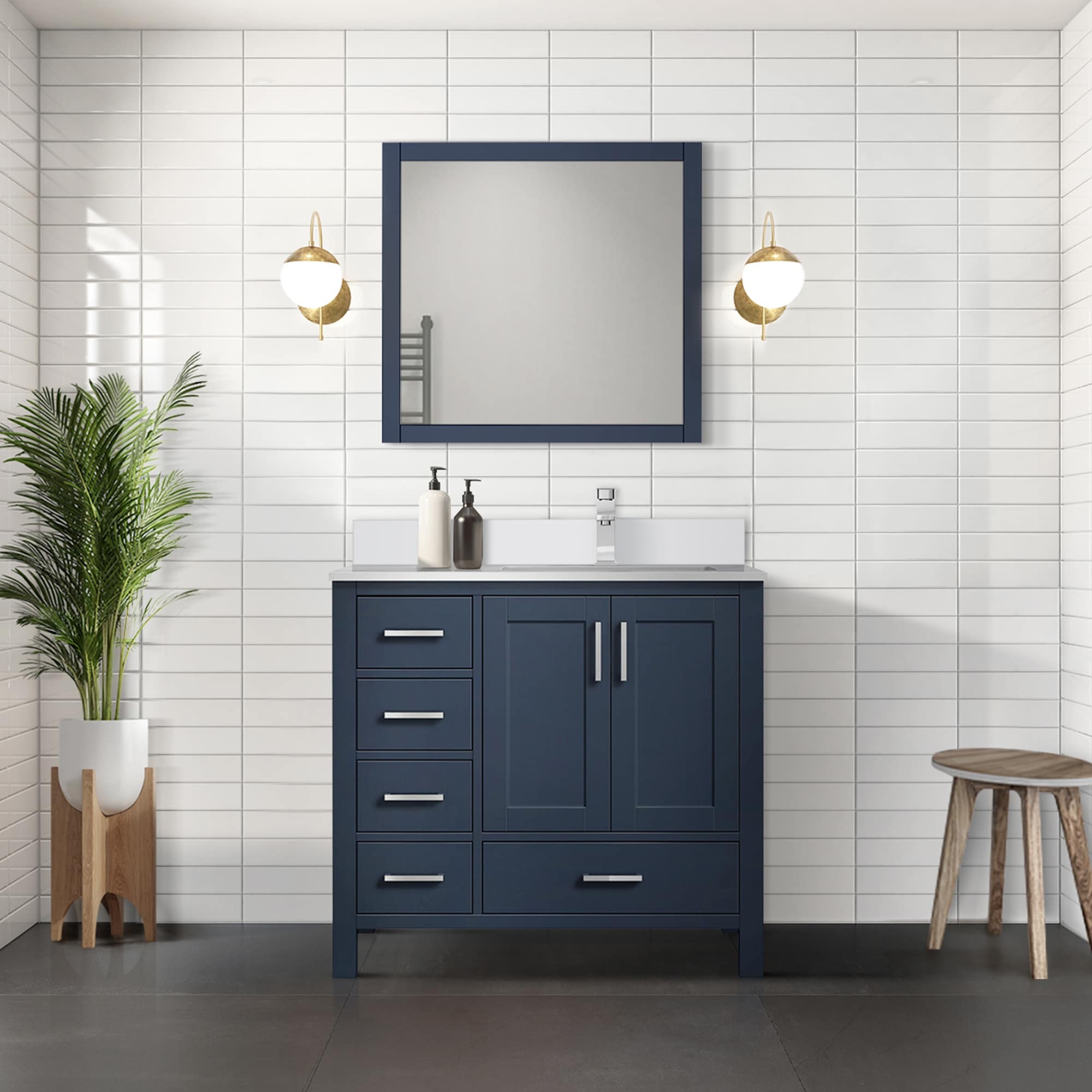 36 navy deals blue bathroom vanity