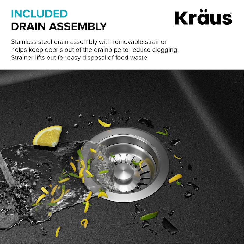 KRAUS Forteza Granite 33 inch 50/50 Undermount Drop-in Kitchen Sink
