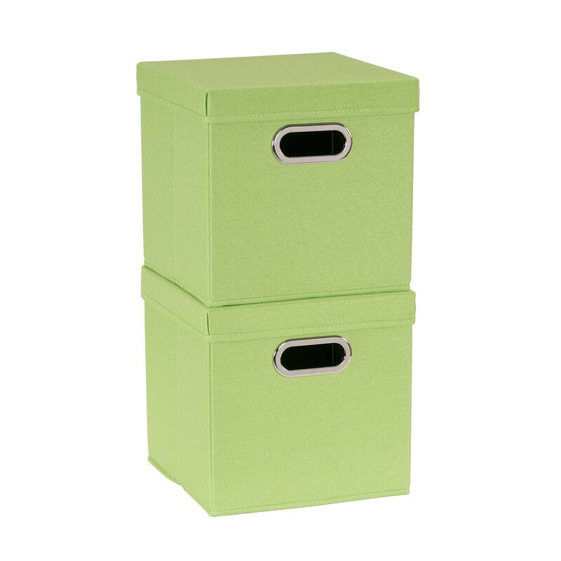 Household Essentials Storage Bins with Lids and Chromed Grommet Handles