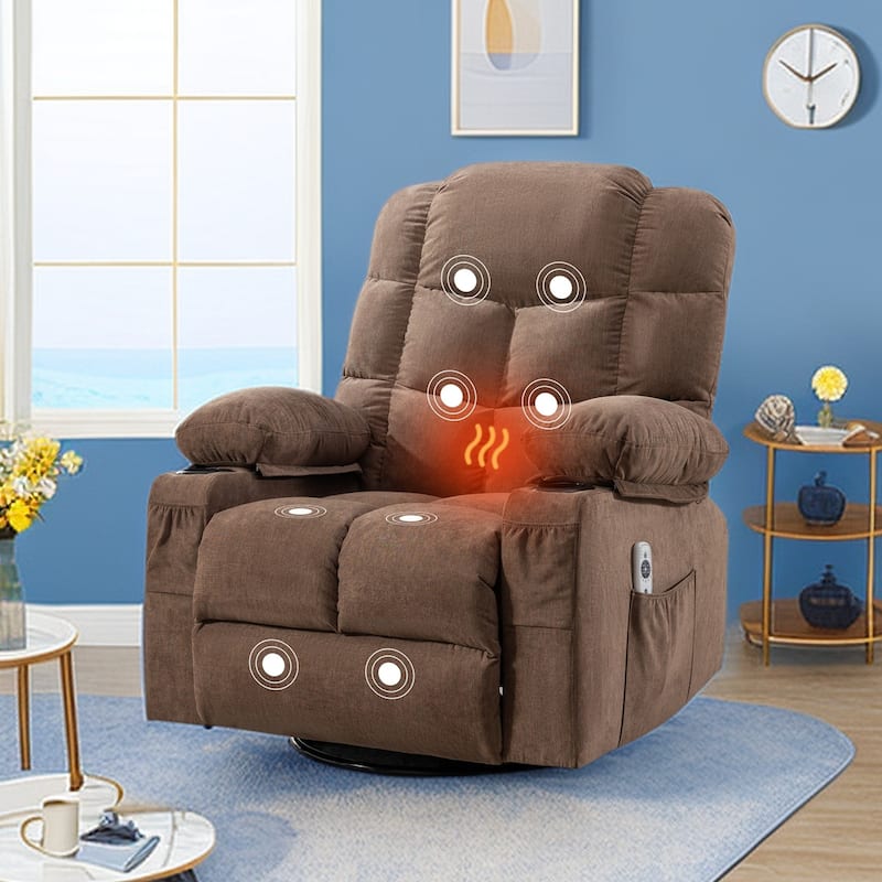 Heat Massage Recliners Chair with Rocking Reclining Sofa Loveseat Electric USB Charge Port