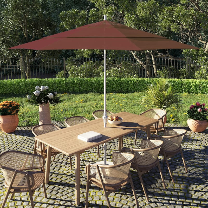 California Umbrella 11' Rd. Alum/Fiberglass Rib Patio Umb,Crank Lift/Collar Tilt, Dbl Wind Vent, White Finish, Sunbrella Fabric - Henna