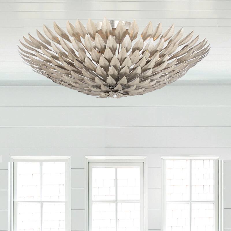 Broche 6 Light Antique Silver Ceiling Mount - 24'' W x 24'' H x 9'' D