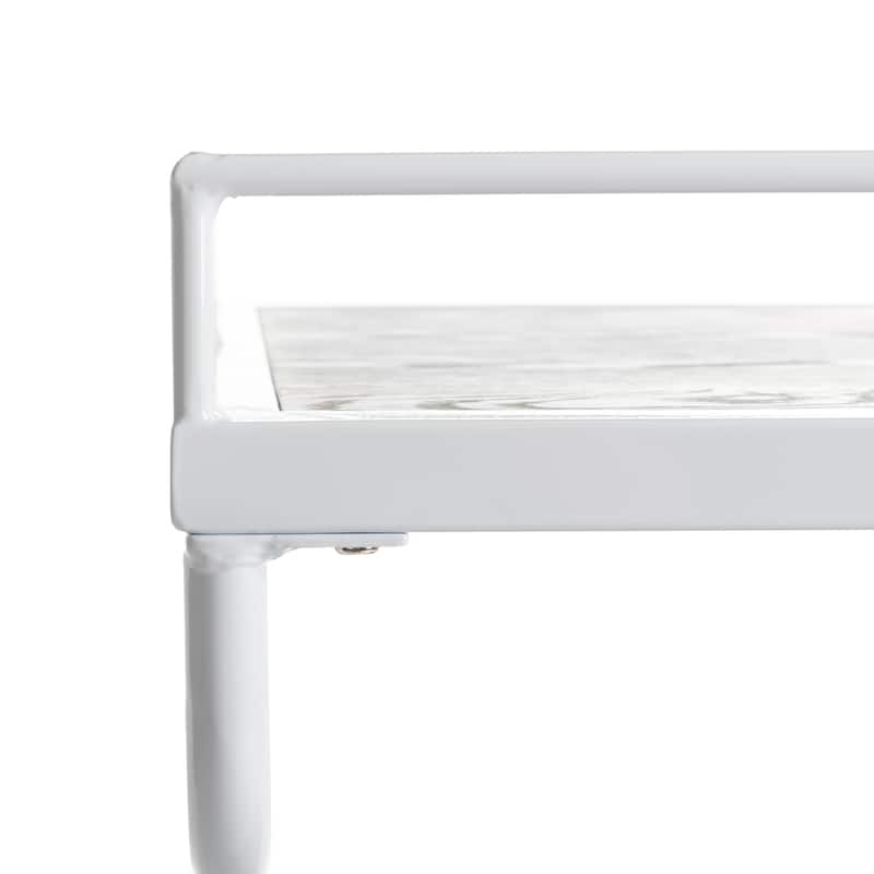 SAFAVIEH Dawson 2 Tier Rect Bar Cart-Rustic Oak / White - 32" x 21" x 32"