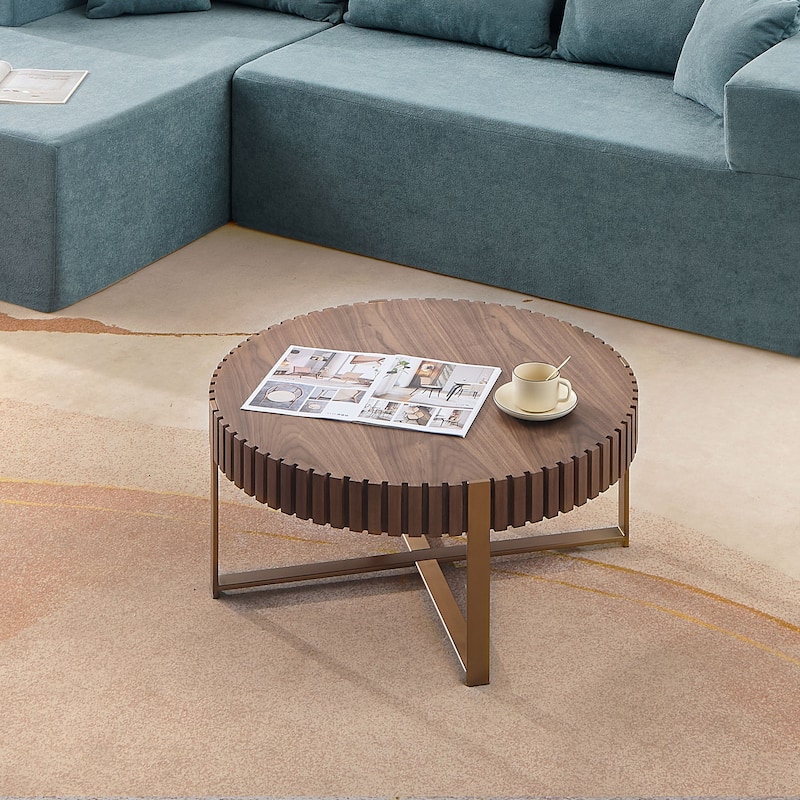 Modern Handcraft Drum Coffee Table 31.5 Inch Round Coffee Table