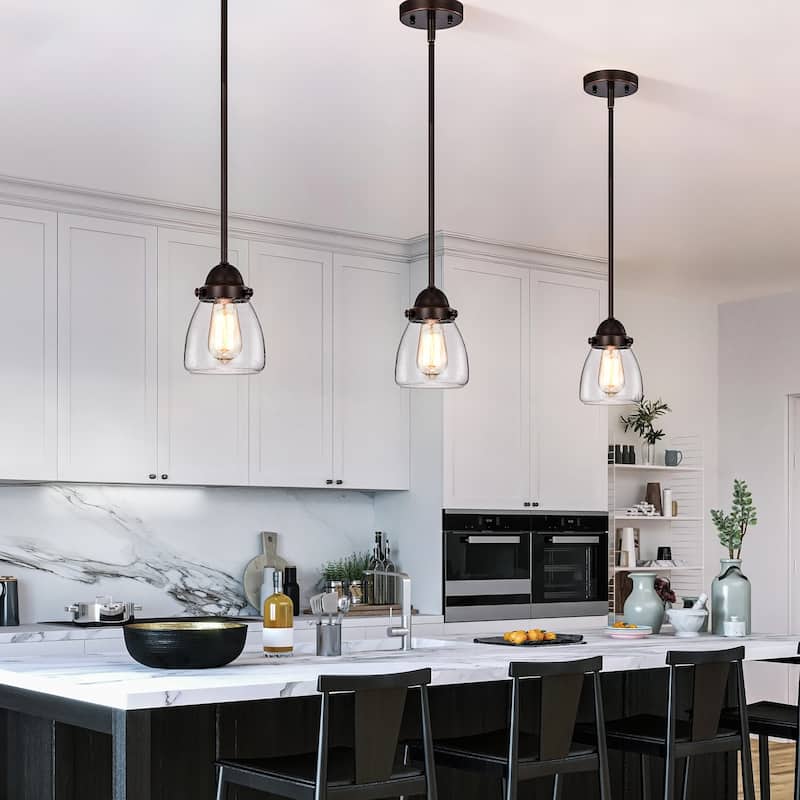 Yellowstone 1-Light Oil Rubbed Bronze Pendant with Seeded Glass Shade - Oil Rubbed Bronze