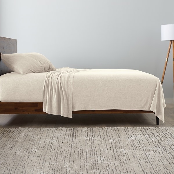 Ella Jayne Soft Heather Jersey Knit Sheet Set - Off-White - Queen