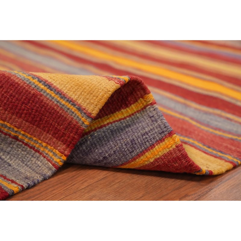 Hand Woven Oriental 100% Wool Carpet Southwestern Geometric Oranges & Rust Kilim Area Rug - 7' 7'' X 4' 6''