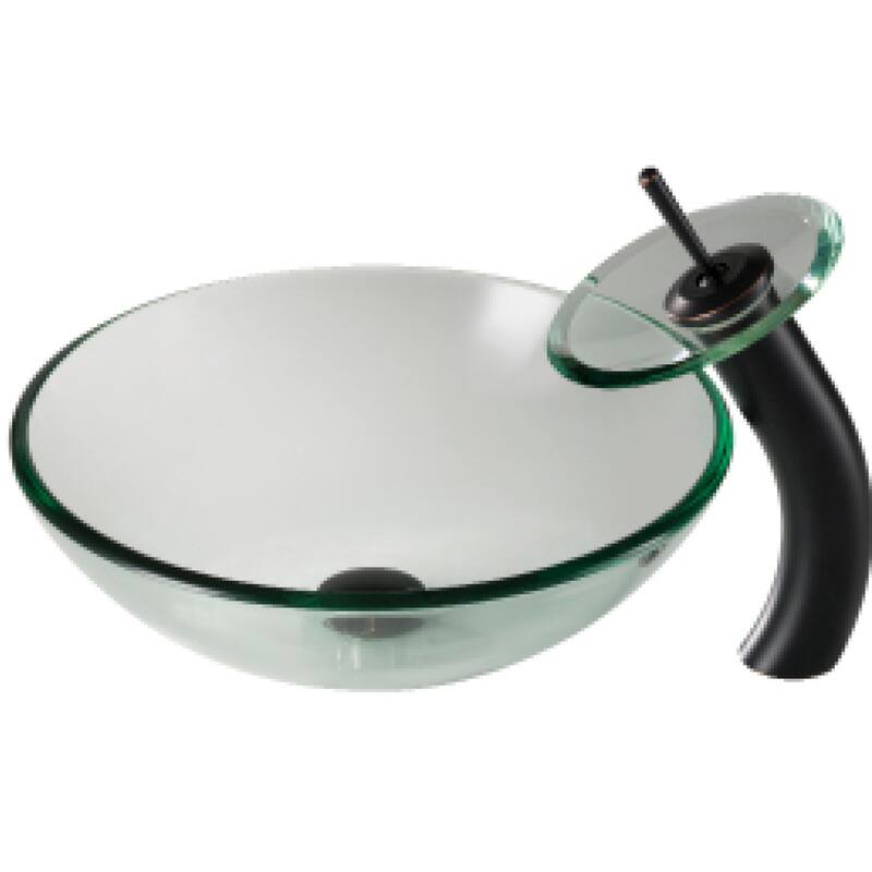 Kraus Bathroom Combo - 16-1/2" Clear Glass Vessel Bathroom Sink with