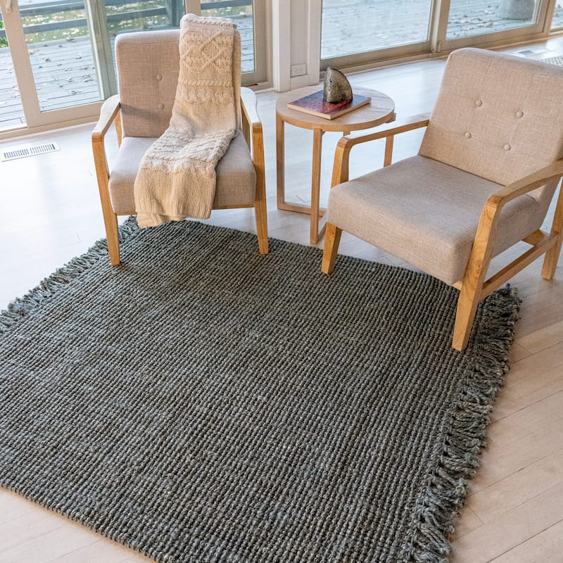 JONATHAN Y Maras Hand Woven Chunky Jute with Fringe Area Rug