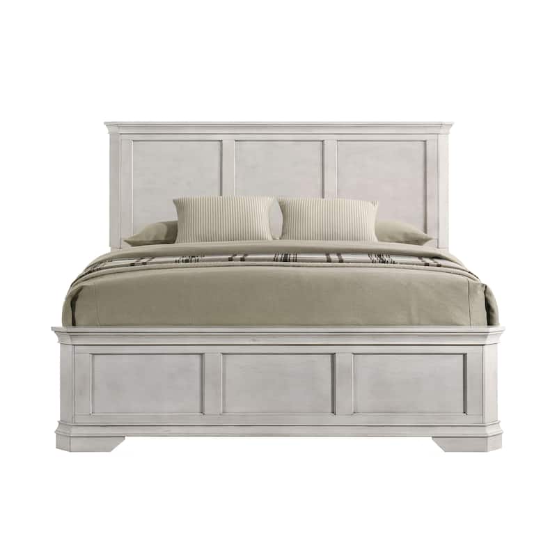Roundhill Furniture Maderne Traditional Wood Panel Bed with Dresser, Mirror, Nightstand, Chest