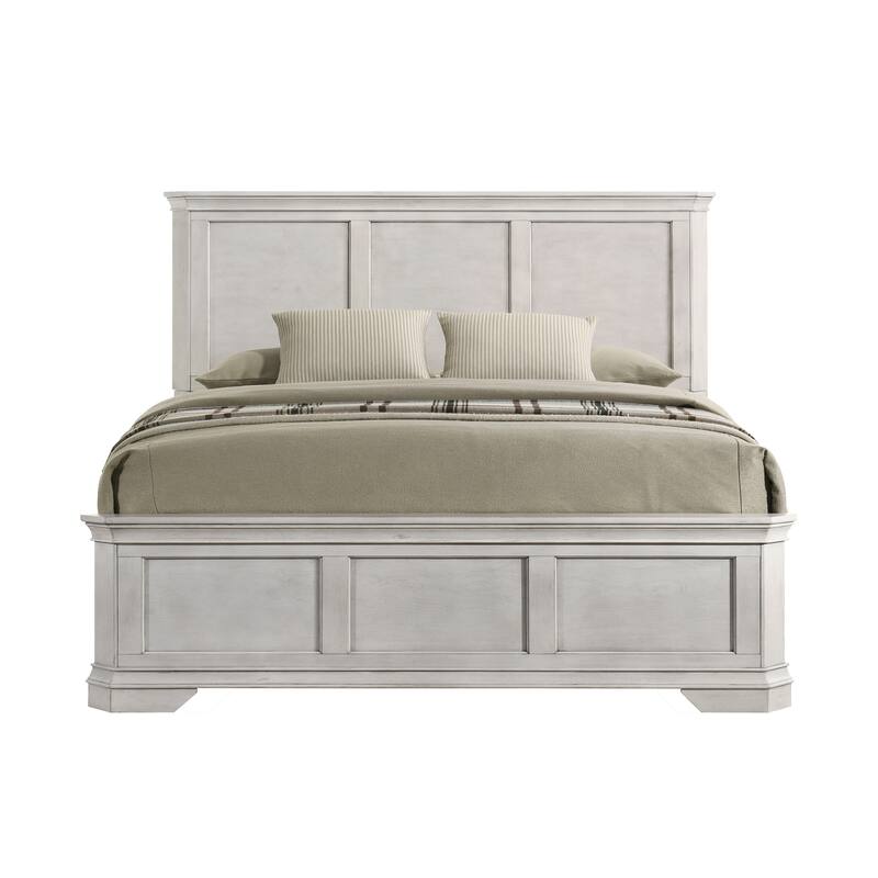 Roundhill Furniture Maderne Traditional Wood Panel Bed with Dresser, Mirror, Two Nightstands
