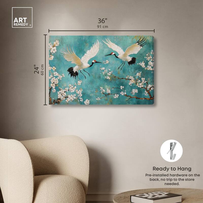 Gentle Tiger Nap Canvas Elegant Birds by Art Remedy, Gallery Wrapped