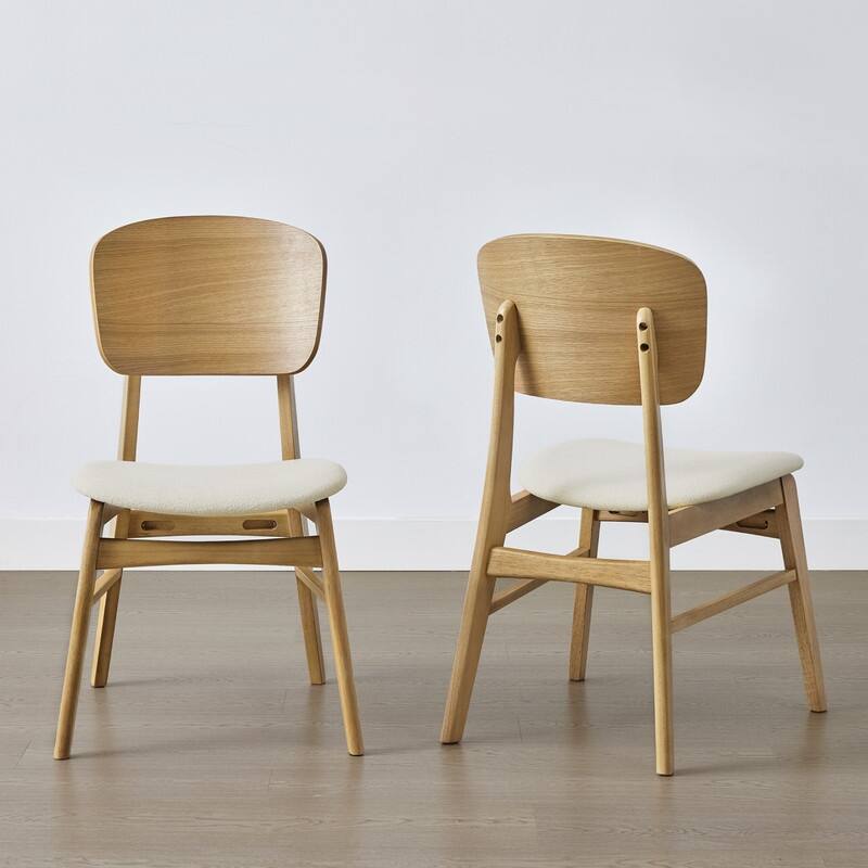 Spruce & Spring Modern Wood Dining Chairs with Ergonomic Back and Cushioned Seat